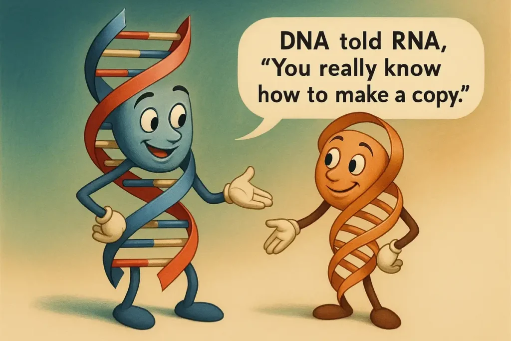 DNA told RNA, “You really know how to make a copy.”