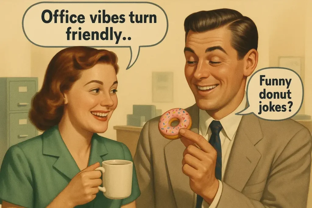 Office vibes turn friendly.