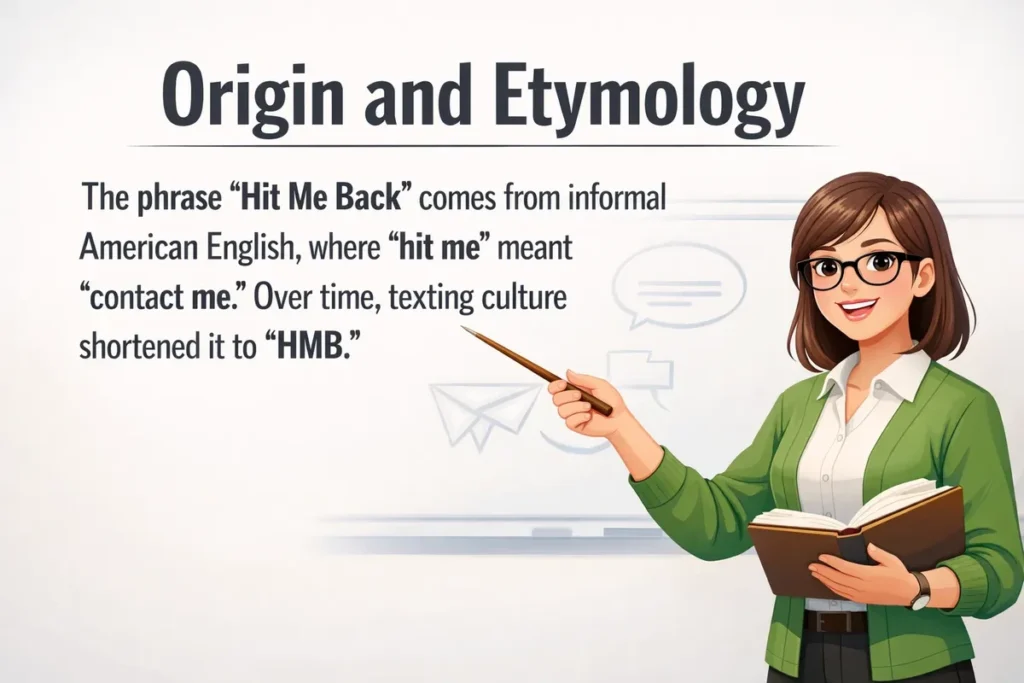HMB meaning in text stands for “Hit Me Back.”